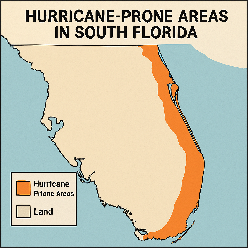 Map of hurricane-prone areas in South Florida